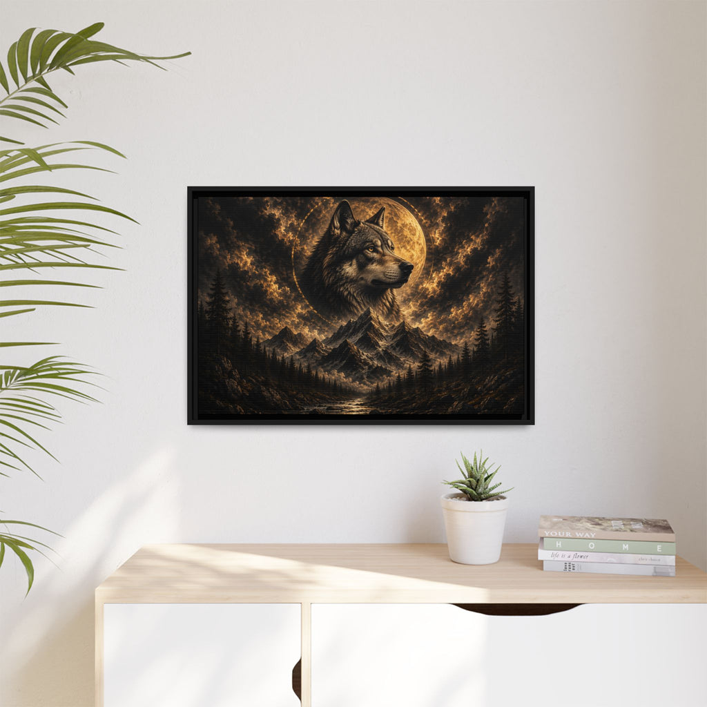 Wolf Moon Framed Canvas Wall Art – Strength, Loyalty & Protection
