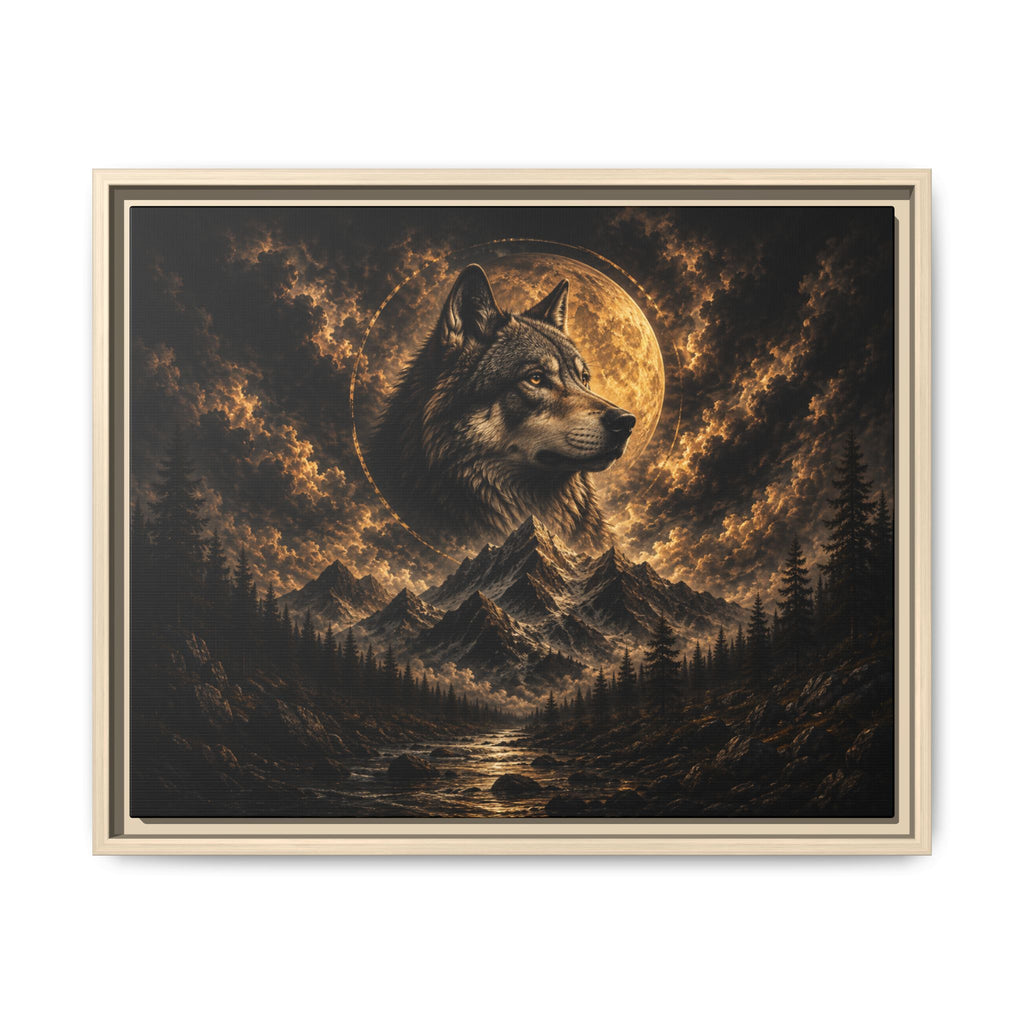 Wolf Moon Framed Canvas Wall Art – Strength, Loyalty & Protection