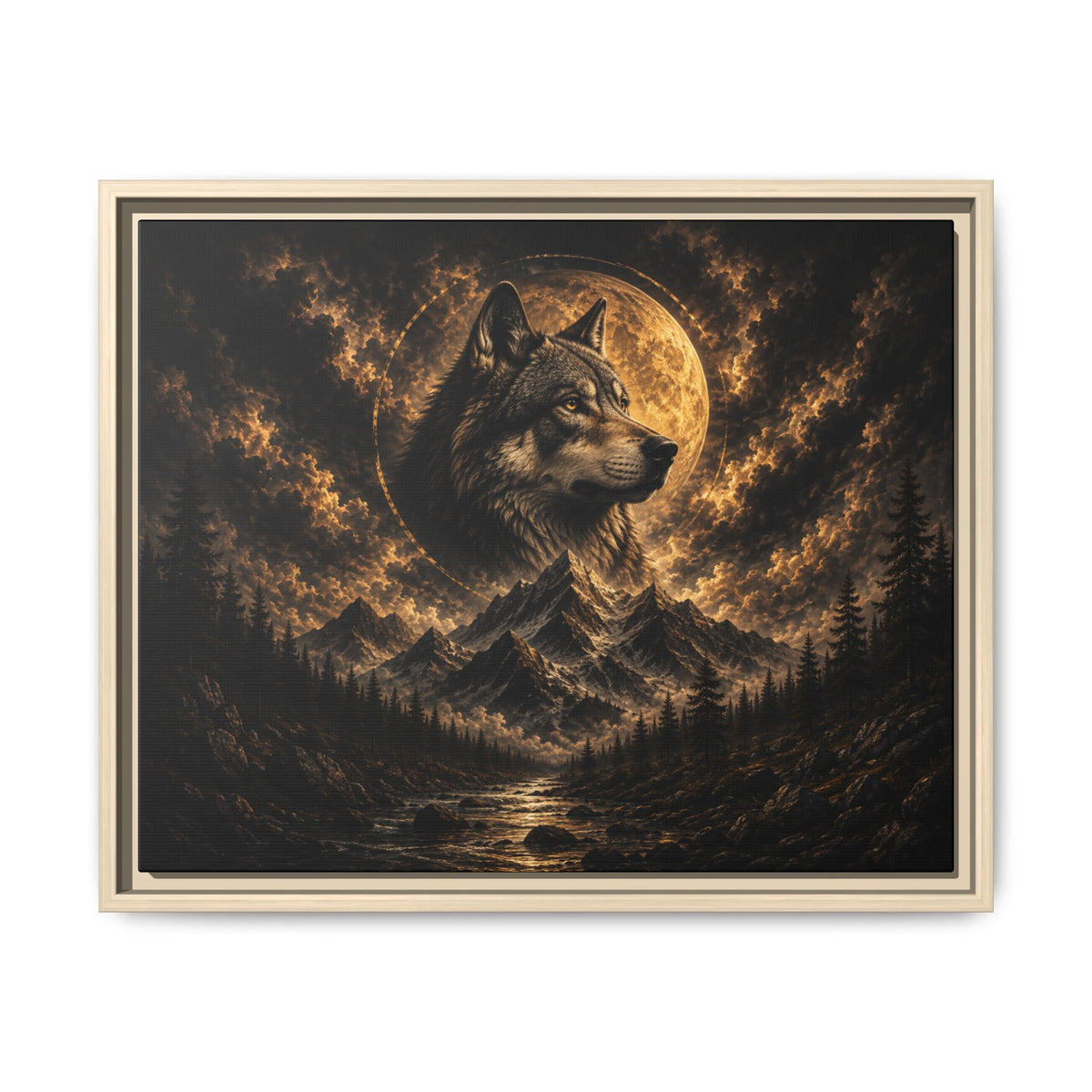 Wolf Moon Framed Canvas Wall Art – Strength, Loyalty & Protection