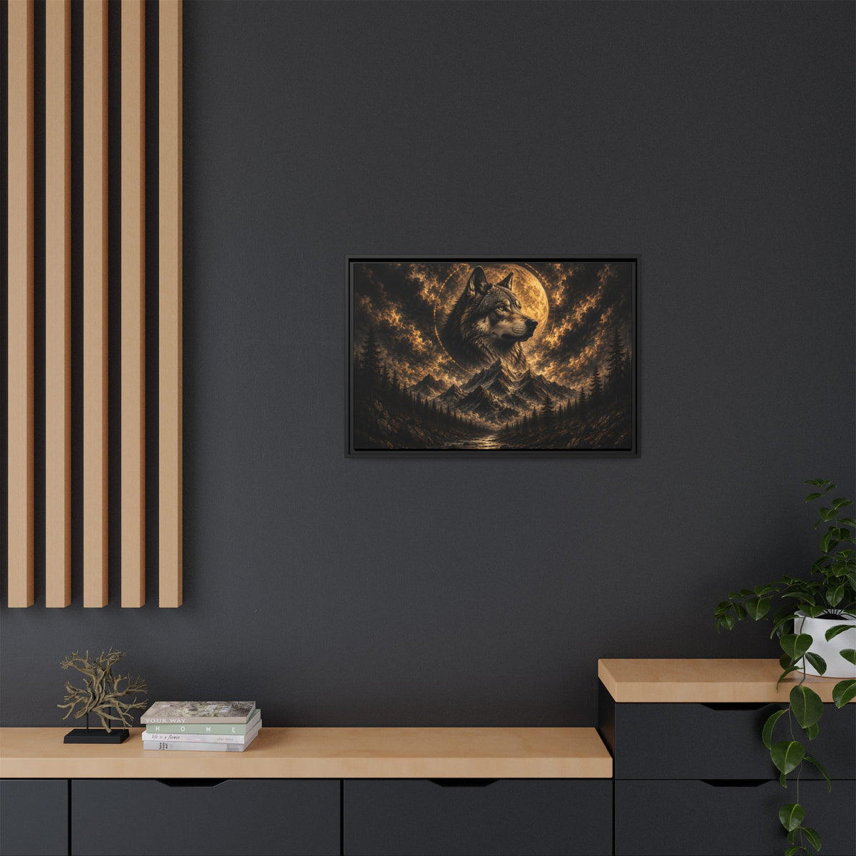 Wolf Moon Framed Canvas Wall Art – Strength, Loyalty & Protection
